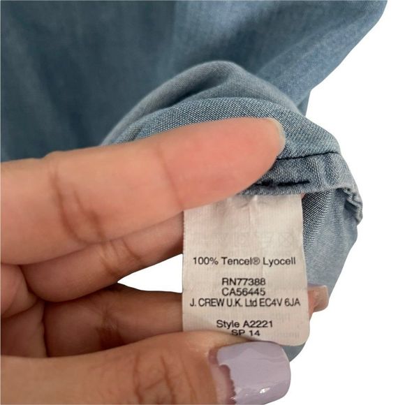 J.crew Chambray mid button short sleeve square tunic top S - Picture 4 of 8